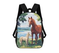 sinyumoney Horse And Foal by The Lake Mochilas De Moda Impresas En 3D 17inch Mochila Escolar Informal Para Niños De Primaria Y Secundaria
