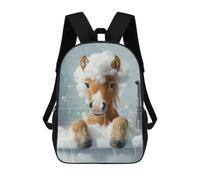 sinyumoney Horse Bath Time Mochilas Para Niños 17inch Mochila Escolar Mochila Escolar Impresa En 3D Para Niños De Primaria Y Secundaria