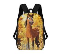 sinyumoney Horse in Autumn Forest Mochila Escolar Para Niñas Y Niños, Mochilas De Gran Capacidad, Mochilas Ligeras Para Niños Y Estudiantes 17inch