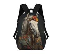 sinyumoney Horse in Boho Suit Mochila Infantil De 17 Pulgadas, Mochila Escolar Con Estampado 3D De Dibujos Animados Para Niños Y Adolescentes.