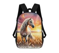 sinyumoney Horse in Golden Field Mochila Escolar Para Niños Mochila Escolar Impresa En 3D Mochila Escolar De Moda Para Niños De Primaria Y Secundaria 17inch