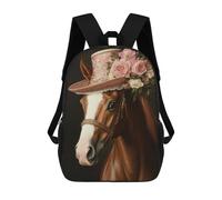 sinyumoney Horse in Pink Hat Mochila Escolar Mochila Para Niños Impresa En 3D Mochilas Infantiles Para Niños Y Niñas Mochilas Escolares Mochilas De Viaje Para Niños 17inch
