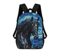 sinyumoney Horse in Starry Night Style Mochilas Para Niños, Mochilas Escolares Personalizadas En 3D Para Niños Y Niñas, Mochilas Escolares Grandes, Mochilas Informales Para El Día A Día 17inch