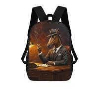 sinyumoney Horse in Suit Mochila Escolar Para Niños Y Niñas, Mochila Informal De Viaje, Mochila De Gran Capacidad Para El Día A Día 17inch