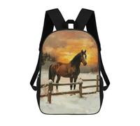 sinyumoney Horse in Winter Sunset Mochila Escolar Infantil Impresa En 3D Para Niños, Mochila De Viaje De Alta Capacidad, Bolsas Para Libros, Mochila Escolar Infantil 17inch