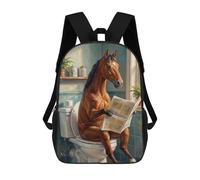 sinyumoney Horse Reading Newspaper on Toilet Mochila Escolar Mochila De Día Mochila De Negocios Mochila Impermeable Para Libros Para Niños/Niñas/Adolescentes 17inch