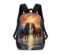 sinyumoney Horses at Sunset Mochila Escolar Infantil Impresa En 3D Para Niños, Mochilas De Viaje De Alta Capacidad, Bolsas Para Libros, Mochila Escolar Infantil 17inch