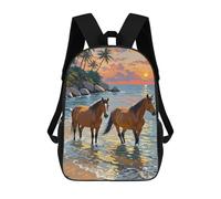 sinyumoney Horses in The Ocean at Sunset Mochila Escolar Infantil Impresa En 3D Para Niños, Mochilas De Viaje, Bolsas Para Libros, Mochila Escolar Infantil 17inch