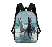 sinyumoney Horses Running in The Ocean Mochila Escolar Para Niños Mochila Escolar Impresa En 3D Mochila Escolar De Moda Para Niños De Primaria Y Secundaria 17inch