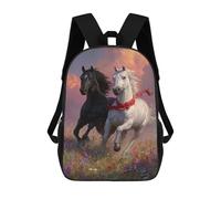 sinyumoney Horses Running Wildflowers Mochila Escolar Infantil Impresa En 3D 17inch Mochilas De Moda Para Niños De Primaria Y Secundaria