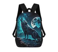 sinyumoney Howling Wolf Moonlit Night Mochilas Para Niños Mochila Escolar Mochila Escolar Impresa En 3D Para Niños Estudiantes De Primaria Y Secundaria 17inch