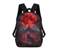 sinyumoney Howling Wolf Red Moon Mochilas Infantiles Impresas En 3D, Mochilas De Moda Informales, Mochilas De Viaje Bonitas, Mochilas Informales Para Exteriores Para Niños Y Niñas 17inch