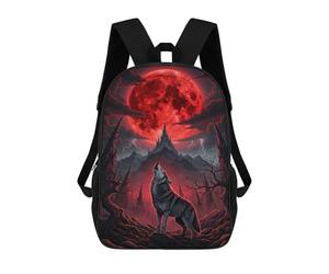 sinyumoney Howling Wolf Red Moon Mochilas Infantiles Impresas En 3D, Mochilas De Moda Informales, Mochilas De Viaje Bonitas, Mochilas Informales Para Exteriores Para Niños Y Niñas 17inch