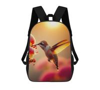 sinyumoney Hummingbird And Flower in Golden Light Mochila Escolar De Moda Para Estudiantes, Adecuada Para Niños Y Niñas, Mochila Informal Para Viajes Al Aire Libre, Esencial Para El Día A Día 17inch