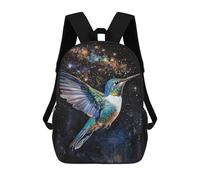 sinyumoney Hummingbird in Space Mochila Infantil De 17 Pulgadas, Mochila Escolar Con Estampado 3D De Dibujos Animados Para Niños Y Adolescentes.