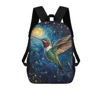 sinyumoney Hummingbird Night Sky Painting Mochila Escolar Infantil De 17 Pulgadas, Impresa En 3D, Estilo Casual, Para Niños, Ideal Para Viajes, Como Mochila Escolar O Para Llevar Libros.