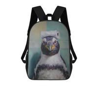 sinyumoney Humorous Penguin with Toilet Paper Hat Mochila Escolar Impresa En 3D 17inch Mochila Escolar Infantil Mochilas De Viaje Mochila Informal De Moda Para Niños Y Estudiantes