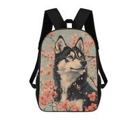 sinyumoney Husky in Cherry Blossoms Husky Dog Cherry Blossom Floral Art Mochila Escolar Mochilas Escolares Para Niñas Y Niños Mochila Con Bolsillo Mochila Escolar De Moda Para Niños 17inch