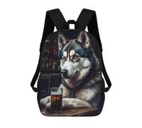 sinyumoney Husky in Pub with Beer Mochila Escolar Infantil Impresa En 3D Para Niños, Mochilas De Viaje De Alta Capacidad, Bolsas Para Libros, Mochila Escolar Infantil 17inch