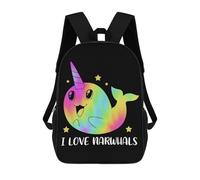 sinyumoney I Love Narwhals Mochila Escolar Infantil De Moda Informal Mochilas Infantiles Impresas En 3D Mochila Grande Para Niño 17inch