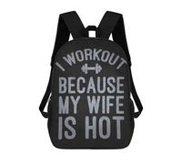 sinyumoney I Workout Because My Wife Is Hot - Funny Husband Gym Motivation Mochila Infantil De 17 Pulgadas, Mochila Escolar Con Estampado 3D De Dibujos Animados Para Niños Y Adolescentes.