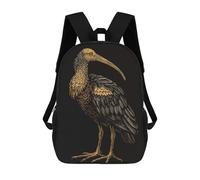 sinyumoney Ibis Bird Illustration on Black Background Mochila Escolar Para Niñas Mochila Impermeable Mochila Informal De Día Mochila Ligera Para Niño Y Niña Mochila Escolar 17inch