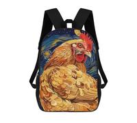 sinyumoney I ird Ilustration on Black Background Mochila Escolar Para La Escuela, La Escuela, La Universidad Y Viajes Para Adolescentes, Niños, Mujeres Y Hombres, Chicken In Starry Night Style, 17