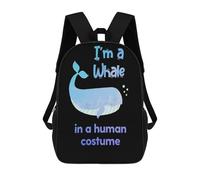 sinyumoney Im A Whale in A Human Mochila Escolar Para Niñas Y Niños, Mochilas De Gran Capacidad, Mochilas Ligeras Para Niños Y Estudiantes 17inch