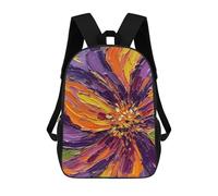sinyumoney Impasto Flower Painting Purple, Orange, Yellow Mochila Infantil De Moda Divertida Mochila Escolar Para Niños Y Adolescentes Con Impresión 3D Para Niños 17inch