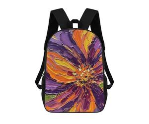 sinyumoney Impasto Flower Painting Purple, Orange, Yellow Mochila Infantil De Moda Divertida Mochila Escolar Para Niños Y Adolescentes Con Impresión 3D Para Niños 17inch