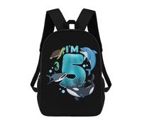 sinyumoney Impresión 3D 5th Birthday Sea Animals Mochilas Escolares Para Niños Mochilas Para Libros De Gran Capacidad Mochila De Viaje Mochilas De Día 17inch