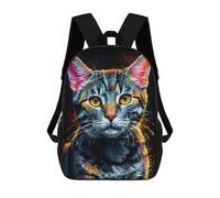 sinyumoney Impresión 3D American Shorthair Portrait Neon Mochilas Escolares Para Niños Mochilas Para Libros De Gran Capacidad Mochila De Viaje Mochilas De Día 17inch