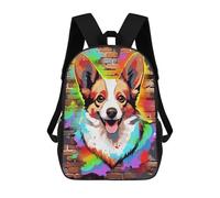 sinyumoney Impresión 3D Astronauta en el Mundo Alien Mochilas Escolares Niños Mochilas Mochila Gran Capacidad Mochila Viaje Mochilas, Galés Corgi Dog Graffiti, 17"
