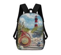 sinyumoney Impresión 3D Beach Lighthouse Scene Mochilas Escolares Para Niños De 17 Pulgadas, Mochilas Para Libros Para Niños, Mochila De Gran Capacidad, Mochila De Viaje, Mochilas De Uso Diario
