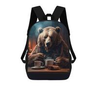 sinyumoney Impresión 3D Bear Coffee Mochilas Escolares Para Niños Mochilas Para Libros De Gran Capacidad Mochila De Viaje Mochilas De Día 17inch