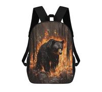 sinyumoney Impresión 3D Black Bear in Fire Mochilas Escolares Para Niños Mochilas Para Libros De Gran Capacidad Mochila De Viaje Mochilas De Día 17inch