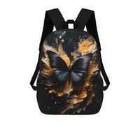 sinyumoney Impresión 3D Black Butterfly on Gold Mochilas Escolares Para Niños De 17 Pulgadas, Mochilas Para Libros Para Niños, Mochila De Gran Capacidad, Mochila De Viaje, Mochilas De Uso Diario