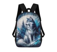 sinyumoney Impresión 3D Blue Wolf Portrait Mochilas Escolares Para Niños Mochilas Para Libros De Gran Capacidad Mochila De Viaje Mochilas De Día 17inch