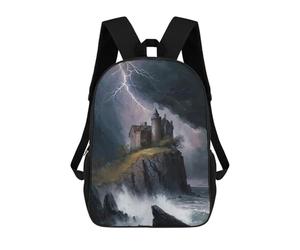 sinyumoney Impresión 3D Burnt Out Castle on Cliff Mochilas Escolares Para Niños Mochilas Para Libros De Gran Capacidad Mochila De Viaje Mochilas De Día 17inch