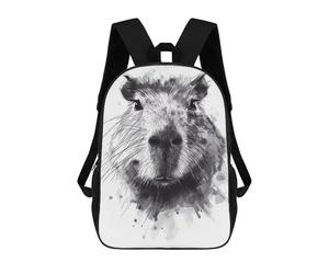 sinyumoney Impresión 3D Capybara Black Watercolor Mochilas Escolares Para Niños De 17 Pulgadas, Mochilas Para Libros Para Niños, Mochila De Gran Capacidad, Mochila De Viaje, Mochilas De Uso Diario