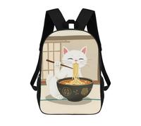 sinyumoney Impresión 3D Cat Eating Ramen Mochilas Escolares Para Niños Mochilas Para Libros De Gran Capacidad Mochila De Viaje Mochilas De Día 17inch