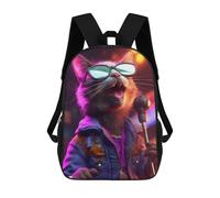 sinyumoney Impresión 3D Cat Singer in Cool Sunglasses Mochilas Escolares Para Niños Mochilas Para Libros De Gran Capacidad Mochila De Viaje Mochilas De Día 17inch