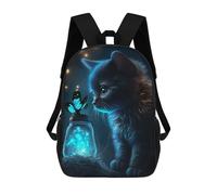 sinyumoney Impresión 3D Cat with Butterfly Mochilas Escolares Para Niños De 17 Pulgadas, Mochilas Para Libros Para Niños, Mochila De Gran Capacidad, Mochila De Viaje, Mochilas De Uso Diario