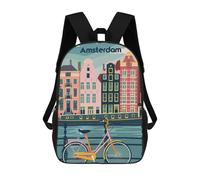 sinyumoney Impresión 3D Charming Amsterdam Mochilas Escolares Para Niños Mochilas Para Libros De Gran Capacidad Mochila De Viaje Mochilas De Día 17inch