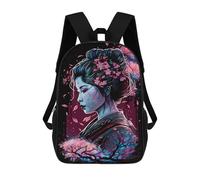 sinyumoney Impresión 3D Cherry Blossom Geisha Portrait -1 Mochilas Escolares Para Niños Mochilas Para Libros De Gran Capacidad Mochila De Viaje Mochilas De Día 17inch