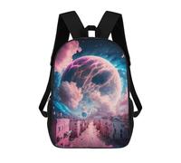 sinyumoney Impresión 3D City Under A Cosmic Moon Mochilas Escolares Para Niños Mochilas Para Libros De Gran Capacidad Mochila De Viaje Mochilas De Día 17inch