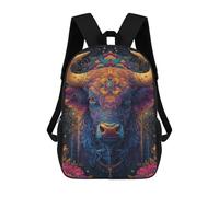 sinyumoney Impresión 3D Colorful Bull Illustration-2 Mochilas Escolares Para Niños De 17 Pulgadas, Mochilas Para Libros Para Niños, Mochila De Gran Capacidad, Mochila De Viaje, Mochilas De Uso Diario