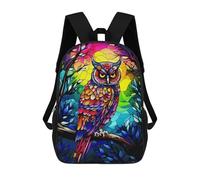 sinyumoney Impresión 3D Colorful Owl Stained Glass Mochilas Escolares Para Niños Mochilas Para Libros De Gran Capacidad Mochila De Viaje Mochilas De Día 17inch
