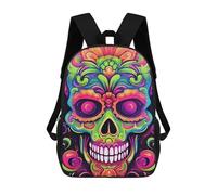 sinyumoney Impresión 3D Colorful Sugar Skull Artwork Mochilas Escolares Para Niños De 17 Pulgadas, Mochilas Para Libros Para Niños, Mochila De Gran Capacidad, Mochila De Viaje, Mochilas De Uso Diario