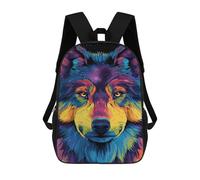 sinyumoney Impresión 3D Colorful Wolf Art Print Mochilas Escolares Para Niños De 17 Pulgadas, Mochilas Para Libros Para Niños, Mochila De Gran Capacidad, Mochila De Viaje, Mochilas De Uso Diario